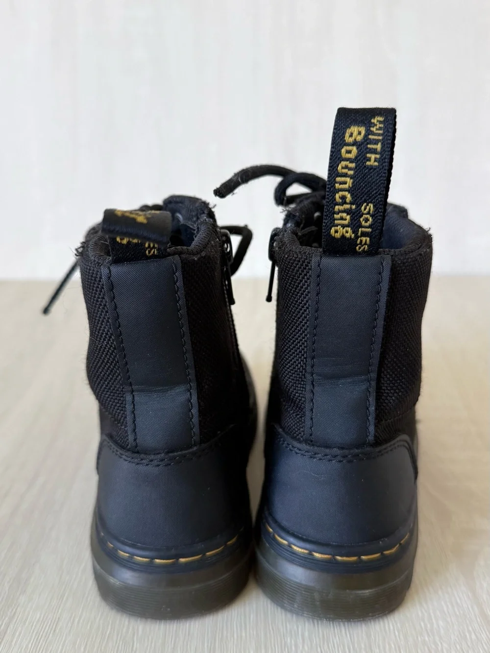 Dr. Martens Combs J Kids Black Canvas Combat Boots Size US 12